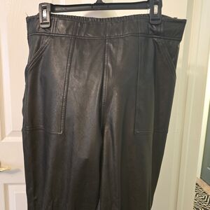 SPANX Faux Leather Black Track Pants